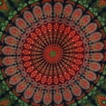 thumbnail image 3 of Bless International Indian hippie Bohemian Psychedelic Peacock Mandala Wall hanging Bedding Tapestry (Golden Red Green, Poster (30x40Inches)(76x101cms)), 3 of 4