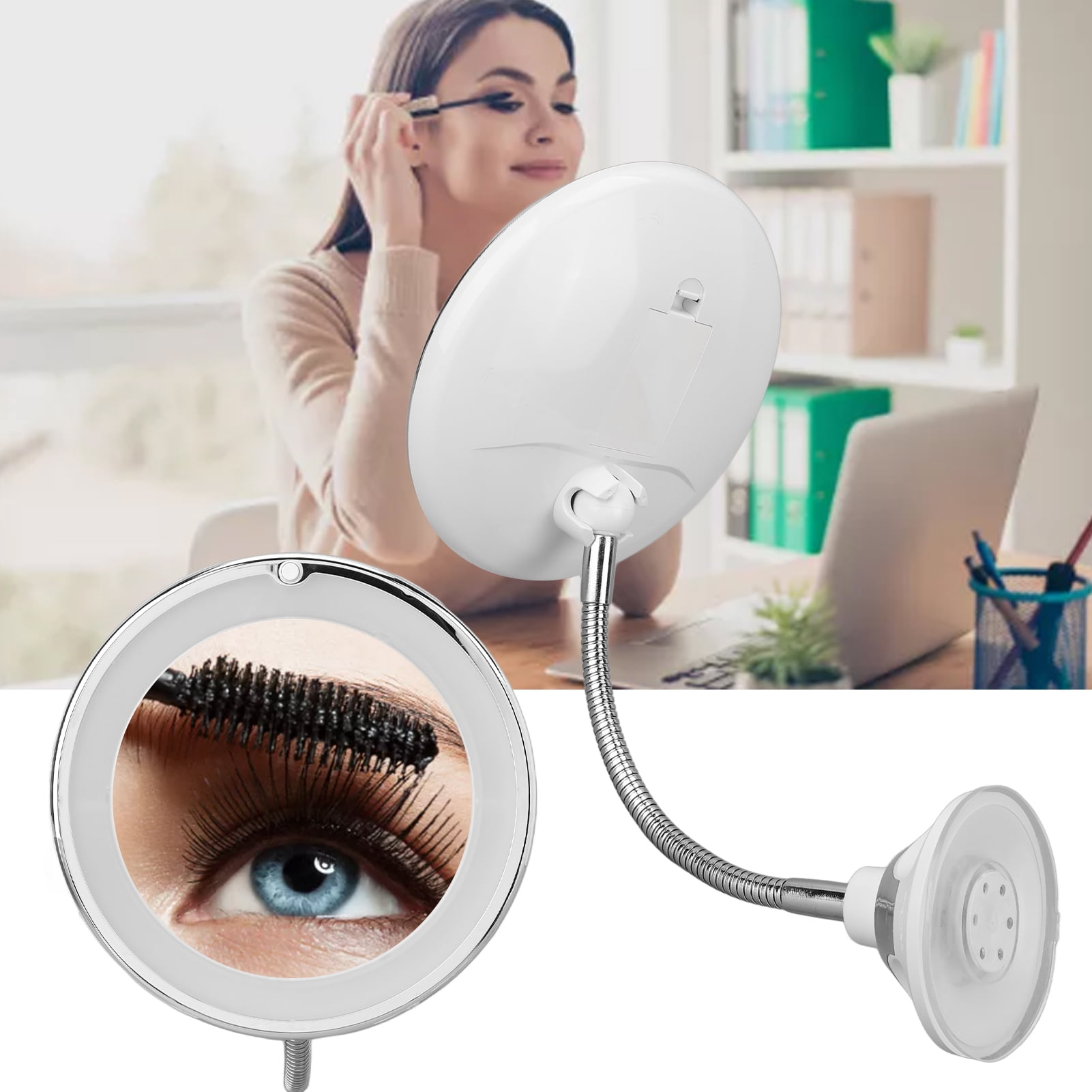 Miroir de maquillage mural, grossissement 10x, rotatif à 360° et extensible, chromé, diamètre 15 cm | Leroy Merlin Miroir de maquillage mural, grossissement 10x, rotatif à 360° et extensible, chromé, diamètre 15 cm | Leroy Merlin