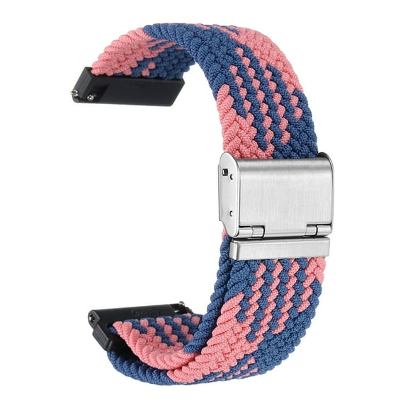 Uxcell 24mm Nylon Braided Watch Bands with Stainless Steel Buckle, Blue Pink