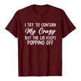 thumbnail image 1 of J'essaie de Contenir Ma Folle Mode Féminine Hauts Été Col Rond Manches Courtes Imprimé T-shirt Blouse Décontractée, 1 of 4