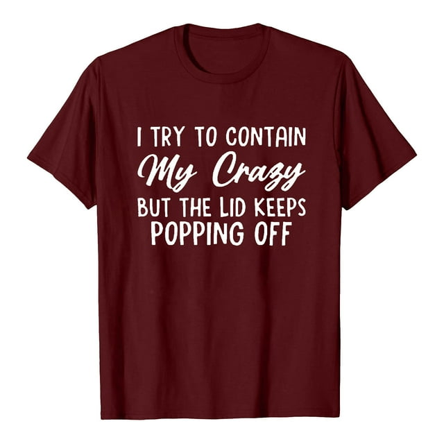 J'essaie de Contenir Ma Folle Mode Féminine Hauts Été Col Rond Manches Courtes Imprimé T-shirt Blouse Décontractée
