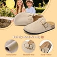 thumbnail image 4 of HSBDNZQ Kids Suede Clogs with Cork Footbed, Arch Support Mules for Boys & Girls, Adjustable Buckle Non-Slip Sandals, Slip-On Slides for Indoor Outdoor, 4 of 6