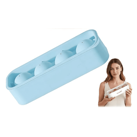 2026 New Large Ice Cube Tray with Lid and Bin, Easy Release Silicone Ice Trays for Freezer, Dishwasher Safe for Whiskey Cocktail Meal Prep (Blue)M