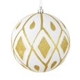 thumbnail image 1 of Vickerman N188211D 6 in. White Matte Ball Ornament with Glitter Diamond Pattern  3 per Bag, 1 of 1