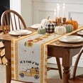 thumbnail image 4 of Fall Table Runner Thanksgiving Orange Plaid Truck Pumpkin Table Runners Sunflower Happy Fall Y'all Cotton Linen Dresser Scarf Kitchen Dining Table Decor for Fall Holiday Party Decor 13x36 Inch, 4 of 9