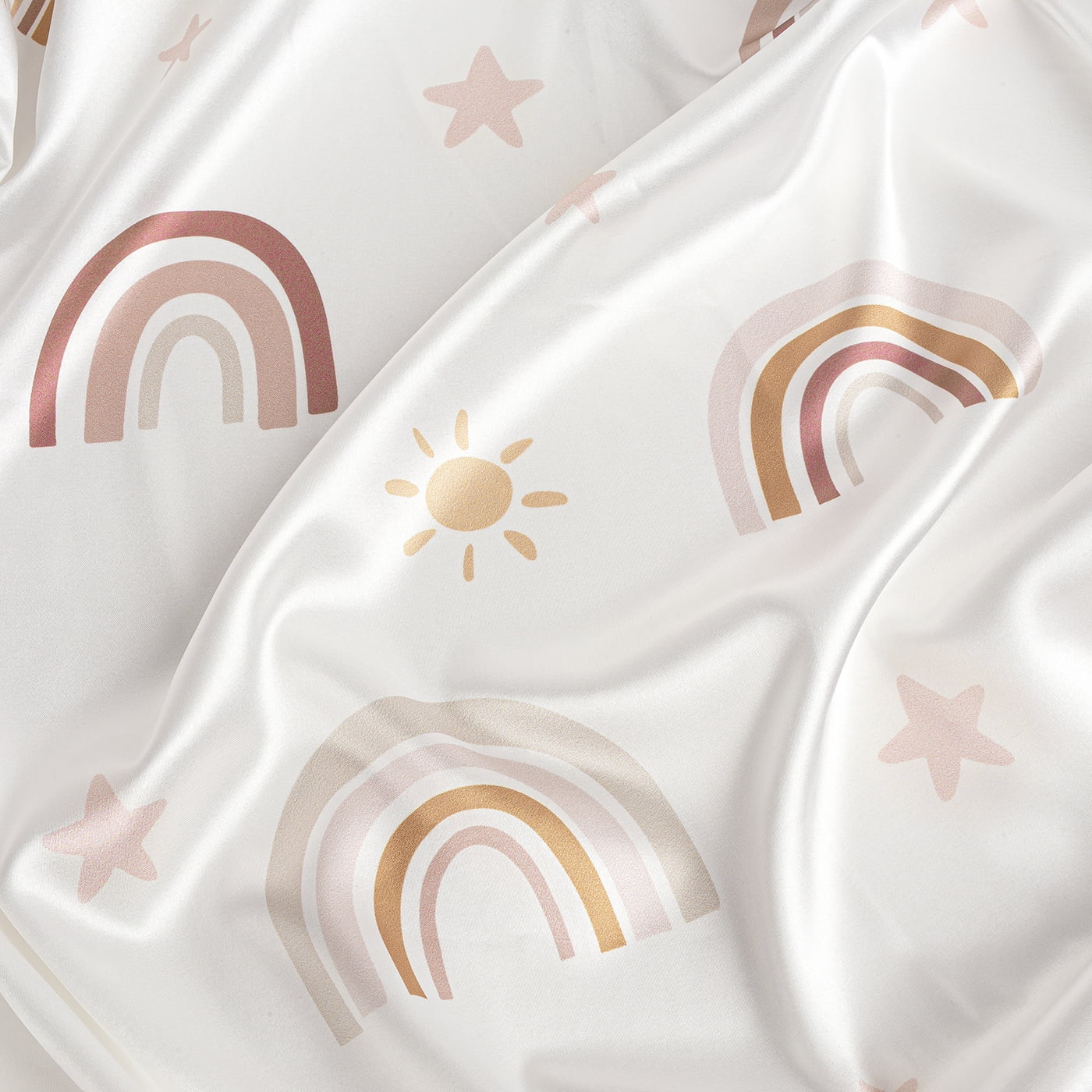 Sweet Jojo Designs Boho Rainbow Blush Pink Yellow Gold Mauve Taupe Beige Satin Fitted Crib Sheet