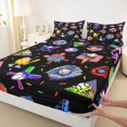 thumbnail image 5 of Manfei Cartoon Sport Bed Sheets, Baseball Print Full Size Sheets, MultiColor Black 4pcs(1 Flat Sheet, 1 Fitted Sheet and 2 Pillowcases), 5 of 6