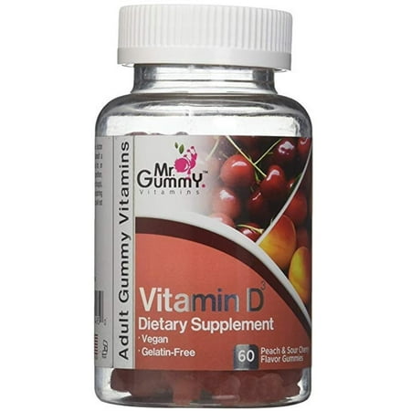 Mr. Gummy Vitamin D-3 Dietary Supplement Gummies, Peach & Sour Cherry Flavor,  60