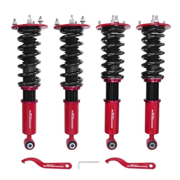 maXpeedingrods Coilovers for Lexus LS400 XF10 1990-1994, for Toyota Celsior 1990-1994, 24 Levels Damper Adjustable Coilovers Suspension Kit, Height Adjustable Shock Absorber Struts, Lowering Kit, Red
