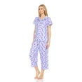 thumbnail image 2 of Lati Fashion Women Pajamas Set Capri and Button Down Top Short Sleeve, 2-Piece Female Pajamas Set Blue XL, 2 of 4