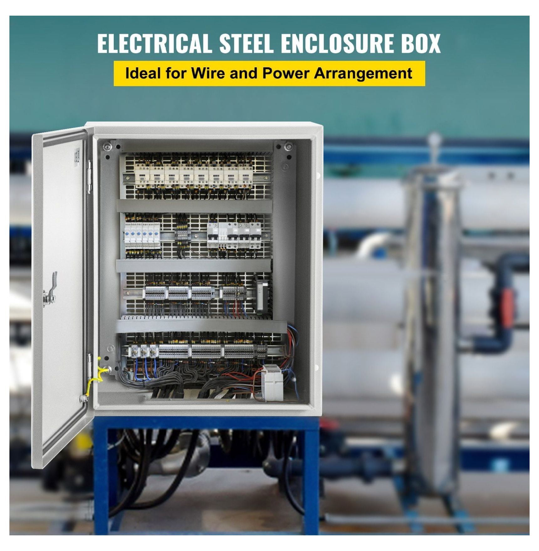NEMA 4X Steel Enclosure 20x16x10", Waterproof Electrical Box, IP66 Outdoor Junction Box with Mounting Plate - Steel Electrical Cabinet