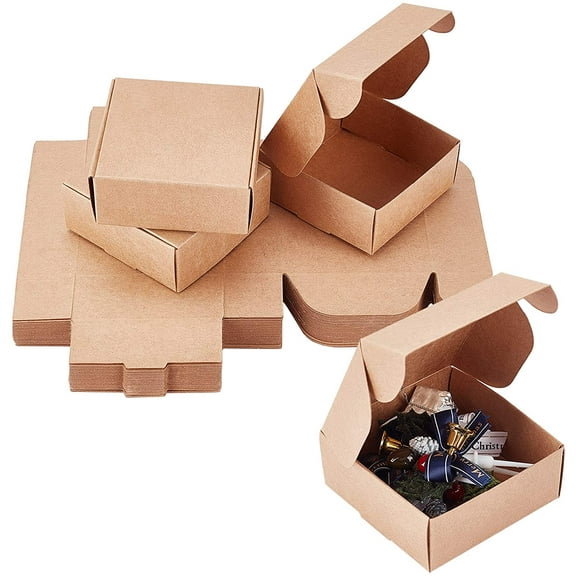 50pcs Kraft Gift Boxes Square Presentation Favour Small Boxes Easy Assemble