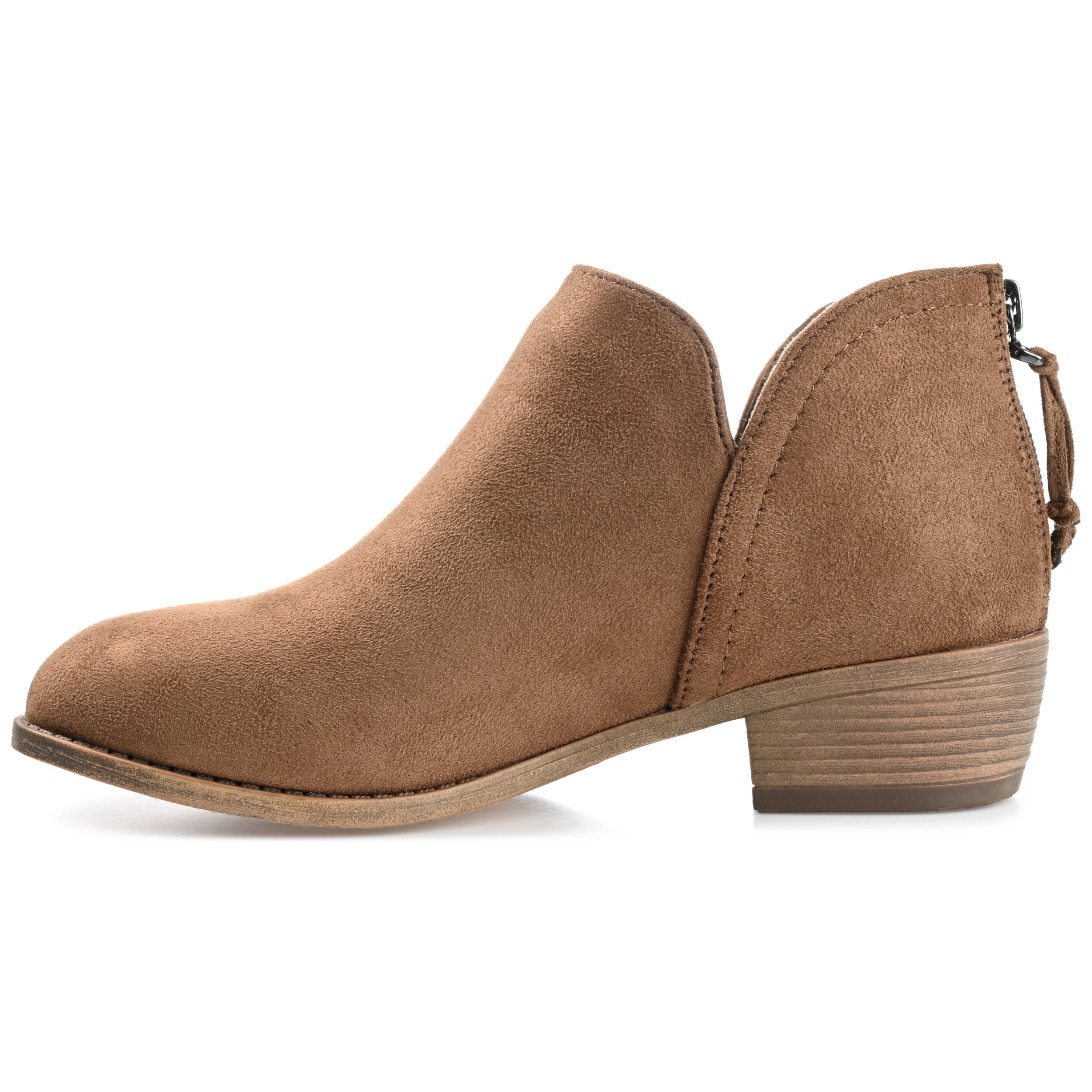 Journee Womens Livvy Back Heel Zip Stacked Heel Booties, Widths Available