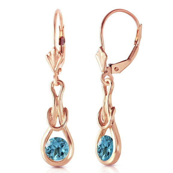 Galaxy Gold 14K Rose Gold Natural Blue Topaz Dangle Earrings - December Birthstone - Communication & Serenity - Fine Jewelry for Women