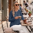 thumbnail image 6 of SUNBS Blouses for Women Casual Dressy Tops Crewneck Long Sleeve Shirts Pleated Clothes, 6 of 9