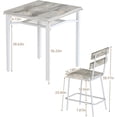 thumbnail image 2 of MIERES Counter Height Dining Set for 3 Piece,Small Kitchen Table Set with Storage Shelf, Farmhouse Bar Table Set for Small Spaces, Dining Room, Kitchen, Rustic Gray, 2 of 9