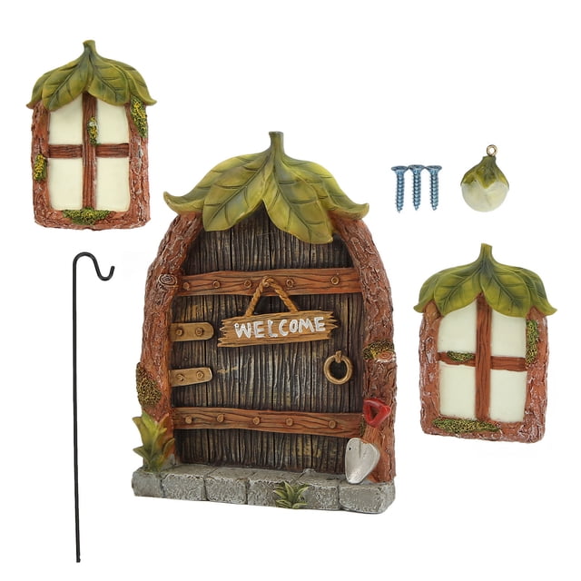 Juego De Puerta De Ventana En Miniatura, Kit De Casa De Hadas Diseño Retro Vintage Atractivo Lindo Diseño De Luz Nocturna Hermoso Decorativo Simple Rústico Para Regalo De Niños