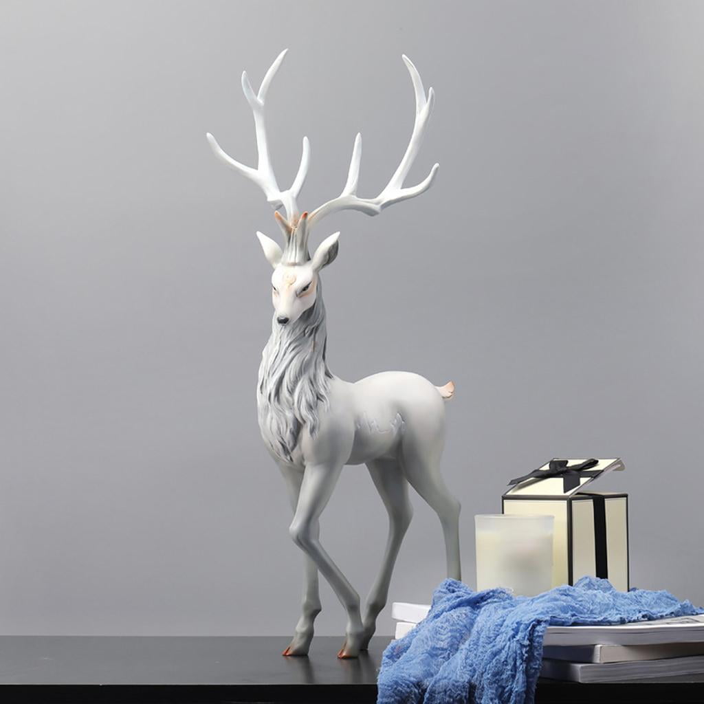 Creative Craft Deer Decoration Holiday Tabletop Reindeer Ornaments Sculpture for Christmas Cabinet Family Gifts Light - Standing