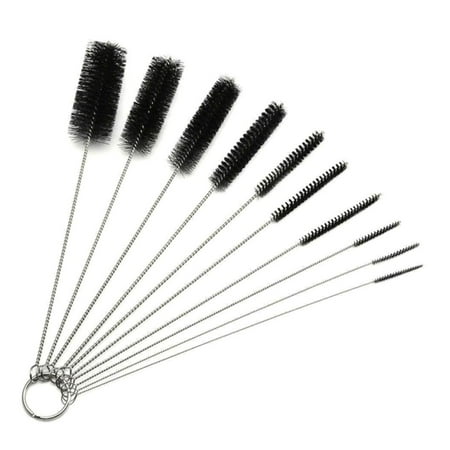 

DraggmePartty 10 Pieces Food Grade Water Bottle Brush Nylon Cleaning Brush Stainless Steel Set