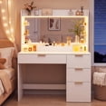 thumbnail image 4 of Tomnk Vanity Desk with Mirror and Lights, 35.4" Makeup Vanity with 4 Drawers and 7 Storage Shelves, Power Outlet, Dressing Table for Bedroom, White, 4 of 9