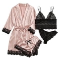 thumbnail image 2 of Conjunto de verano para mujer con camisola de satén con encaje y camisón a juego, 2 of 6