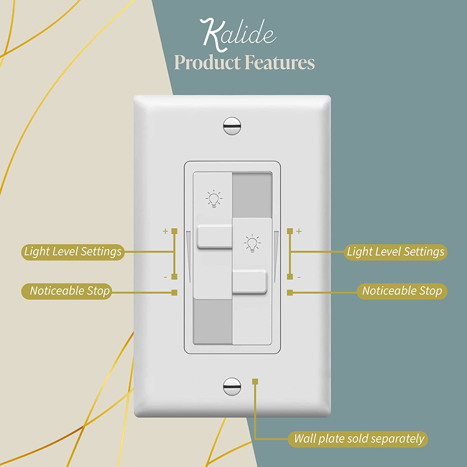 TOPGREENER Kalide Dual Load Dimmer Light Switch, Double LED Dimmer, Full  Range, Single Pole, 120VAC, 60Hz, 200W LED/CFL, Neutral Wire Not Required