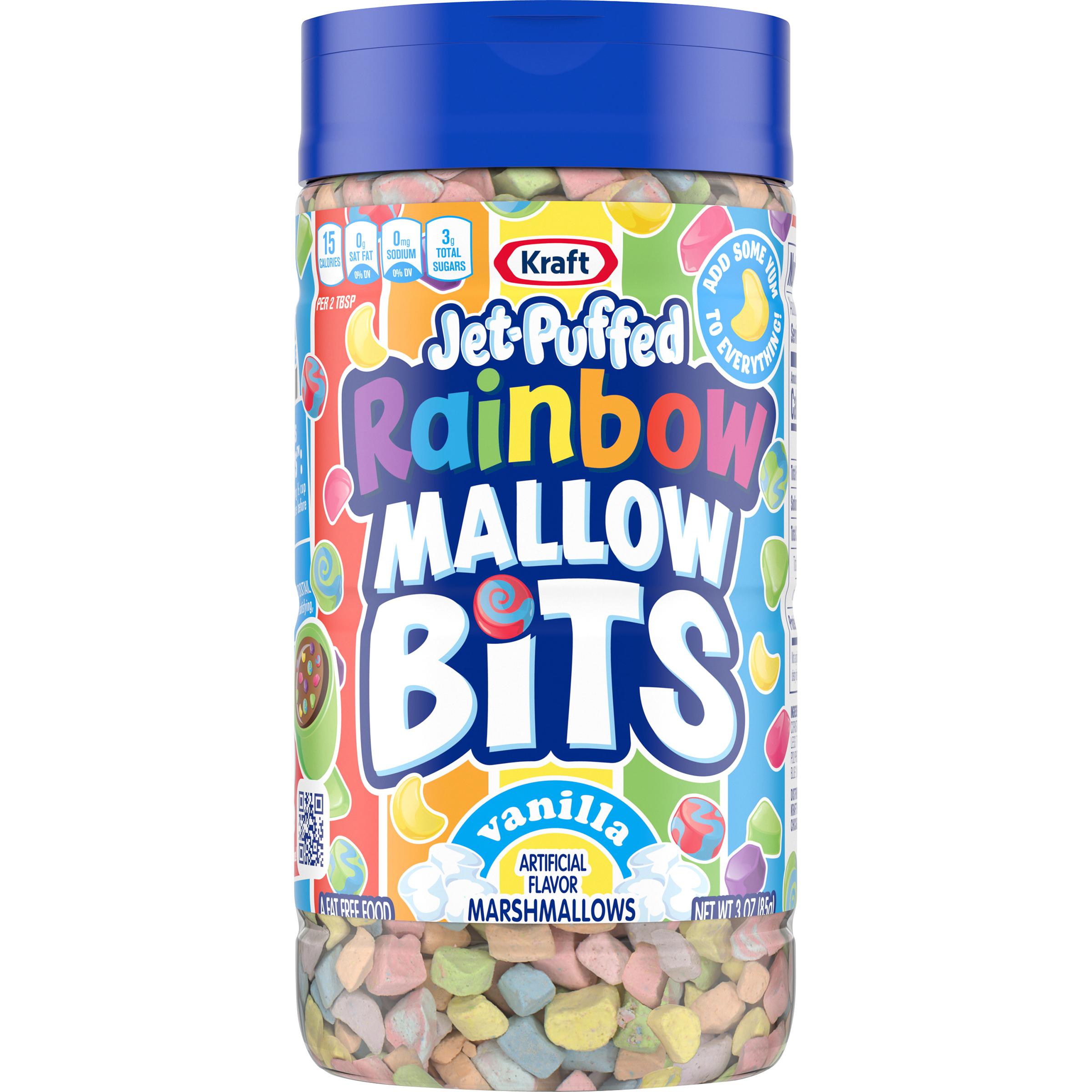 JetPuffed Rainbow Vanilla Marshmallow Bits, 3 oz Bottle