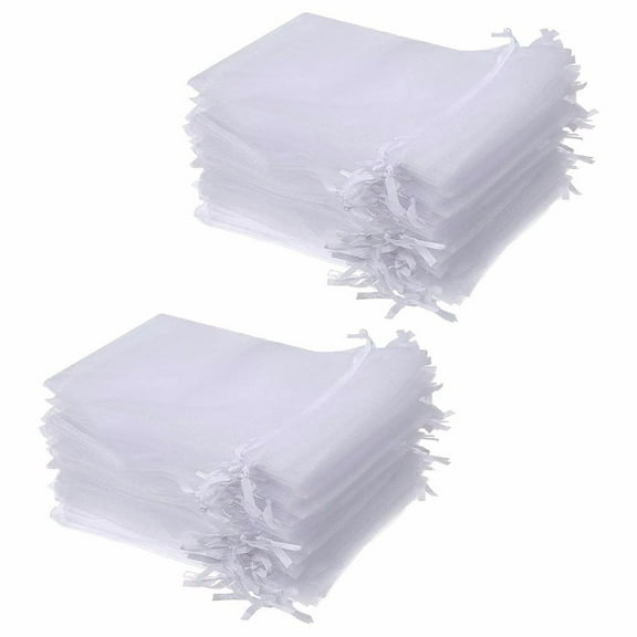 IOTdou 100 Pack 4" x 4.7" Organza Bags Gift Wrap Bags Drawstring Storage Bag Fine Mesh Candy Bags Clear Tulle Fabric Jewelry Pouchs for Party Favors Home Organization Housekeeping & Organizers