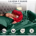 thumbnail image 2 of Juego De Sábanas Matrimonial De Satín Lujosas Modelo Verde, 2 of 4