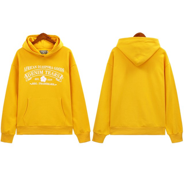 READY Kapok Print Letter Embroidery Loose Hooded Sweatshirt Jacket