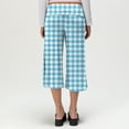 thumbnail image 7 of Women's Fold Over Capri Pants Y2K Low Rise Wide Leg Flowy Gaucho Pants Summer Plaid Going Out Yoga Capris Cyan M, 7 of 7