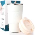 thumbnail image 1 of Vaccum Insulated Stainless Steel Coffee Tumbler With Sipper Lock Lid - White, 510ml | Travel Mug For Hot & Cold Drinks - Leak Proof, Spill Proof, Rust Free, 1 of 5