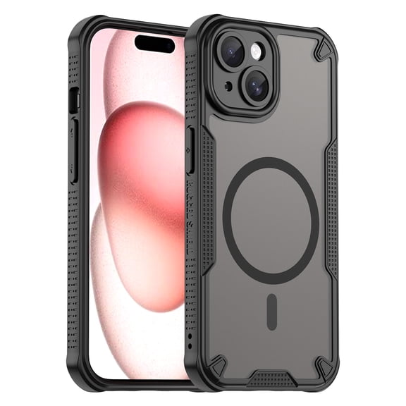 Dteck Magnetic Case for iPhone 14,Shockproof TPU PC Case Compatible with Mag Safe Matte Translucent Back Cover,Black
