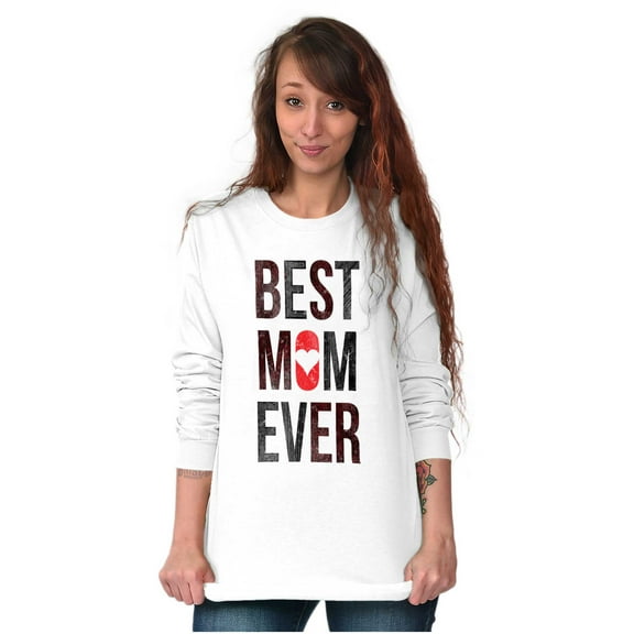 Best Mom Ever Present for Mother Women Plus Size Long Sleeve Graphic Tee Brisco Brands 2X