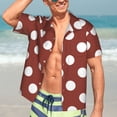 thumbnail image 5 of KLL Men's Hawaiian Shirt Short Sleeve Button Down Beach Shirts-Maroon And White Polka Dot, 5 of 5