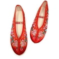 thumbnail image 2 of TJ Global Women's Traditional Chinese Flower Embroidery Flats - Totem Style Loafers Comfortable Round Toe Ballet, Cheongsam (Red, Size 8), 2 of 4