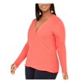 thumbnail image 3 of INC Womens Orange Long Sleeve Surplice Neckline Sweater Plus 2X, 3 of 3