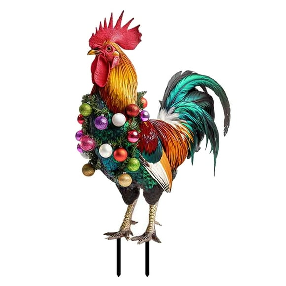 Gymnture christmas Chicken Yards Christmas Metal Garden Stakes Chicken Yard Signs Realistic Garden Stakes Arts