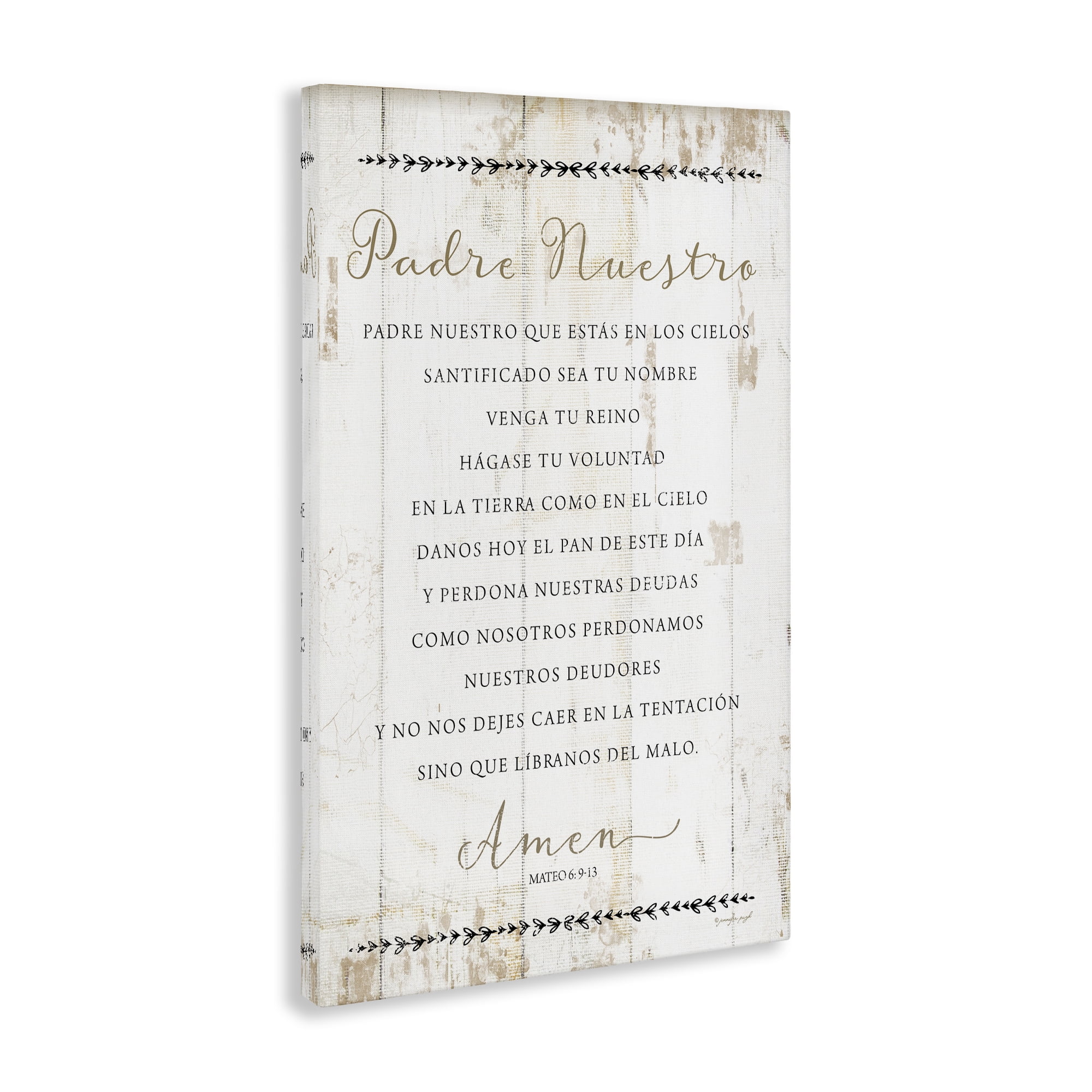 Stupell Industries Padre Nuestro Oración Religious Quotes and Sayings Painting Wrapped Canvas Art Print Wall Art, 45 x 30