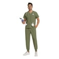 thumbnail image 4 of YOUYEDIAN Mens Scrubs Set Stretchy Nurse Uniform Vneck Short Sleeve Scrub & Yoga Jogger with Multi-Pockets Comfort Fits Scrubs Sets Mint Green XL, 4 of 4
