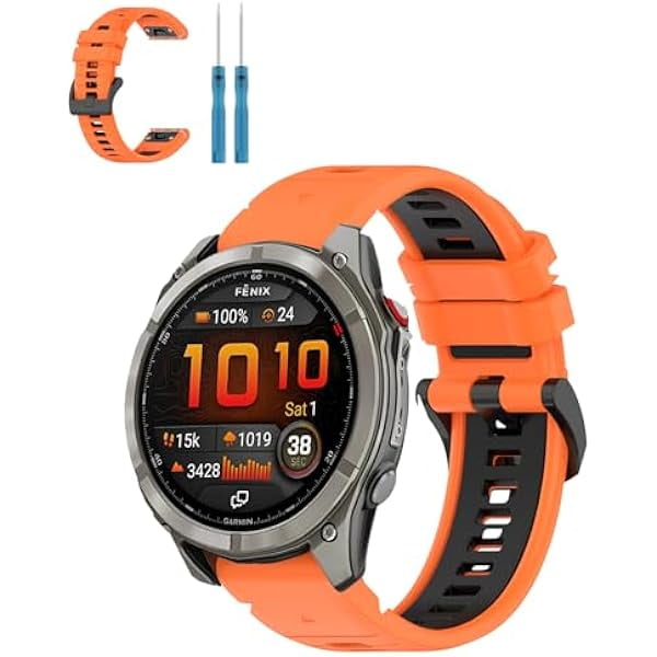 wonima11 for Garmin Fēnix 8 Pro MICROLED 51MM Silicone Sport Band,Durable Outdoor Armor Strap,Soft Breathable Wristband Replacement for Fitness,Hiking,Running,Everyday Wear(Orange+Black)