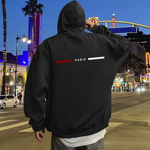 MHFRRA Sudadera con Capucha con Estampado de Letras para Un Uso Diario Cómodo, Ideal para Salidas Informales y Capas Elegantes Negro