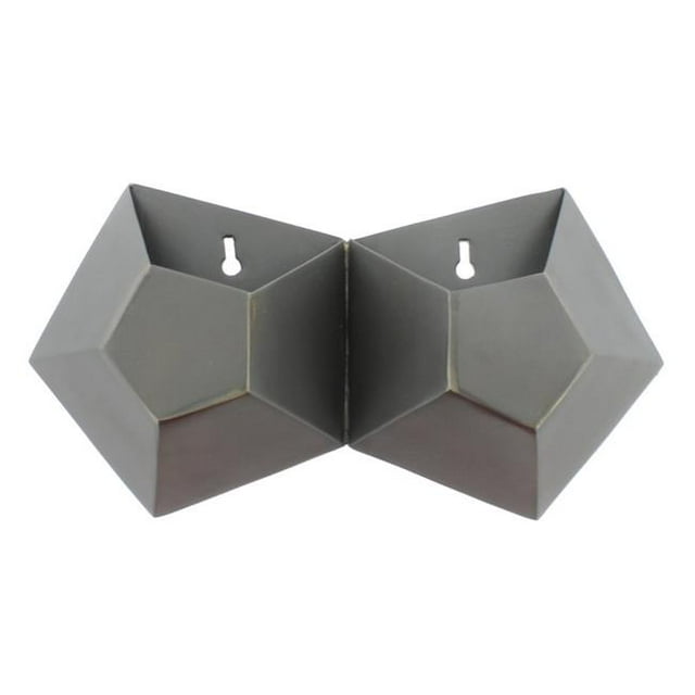 Benzara BM229944 Hexagonal Shaped Metal Wall Vase with Attached Frame, Gray