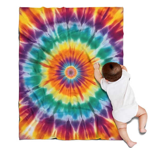 Rainbow Tie Dye Mandala Pattern Blanket,Comfortable Soft Flannel Throw Blanket,All Season,Warm Lightweight Blankets for Sofa Bed Couch Living Room Chair,30"x40"