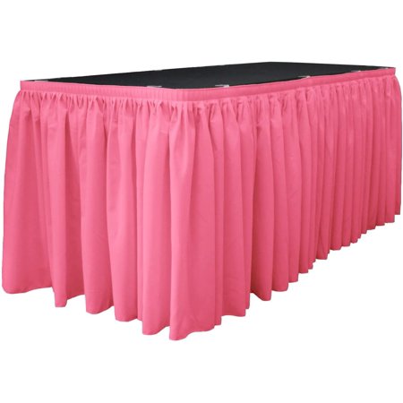 

Polyester Poplin Table Skirt for Rectangle Tables Pleat Fabric for Wedding Banquet Trade Show 21-Foot by 29-Inch Long with 15 L-Clips Brown