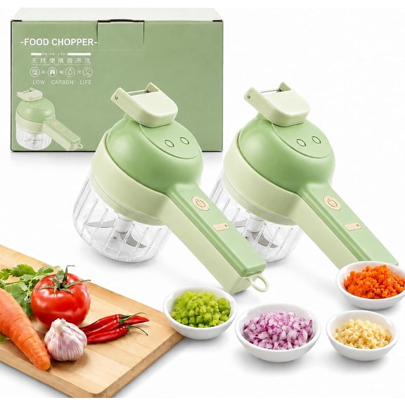 2027 Upgraded Multi Blade Chopper Electric Hand Held, 5-in-1 Wireless Vegetable Chopper with Slicing Grating Peeling, Rechargeable Food Processor for Garlic Onion Meat