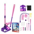 thumbnail image 1 of 4 In 1 Tee Set For Kids 3 5 Hanging Tee 2 Retractable Bat Batting Tee Pitching Machine For Toddlers Kid With Baseball Gloves Ground Stakes For Stabi, 1 of 5