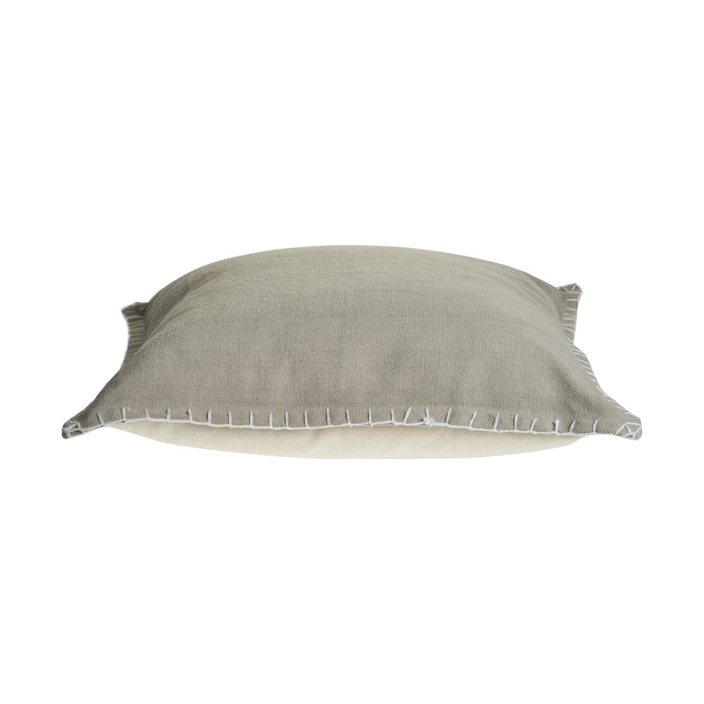 Ox Bay Wilma Set of 2 Gray Stitch Bordered 24" x 24" Cotton Adult Decorative Throw Pillow Covers