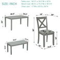 thumbnail image 3 of 6-Piece Dining Table Set with Bench and Chairs - Solid Wood Kitchen Dining Room Table Set in Farmhouse Rustic Style, Table Set for 6 with 4 Chairs and Bench Seat.(Grey_ Large), 3 of 8
