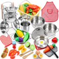 thumbnail image 1 of Juego de juguetes de cocina Pretend Play PEAINBOX con 32 artículos para niños, 1 of 8